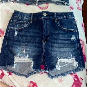 Risen Denim Distressed Shorts